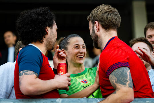 Goalkeeper Cecilie Fiskerstrand of Norway celebrates