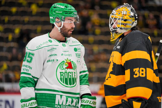 Rögles Mark Friedman och Skellefteås målvakt Strauss Mann