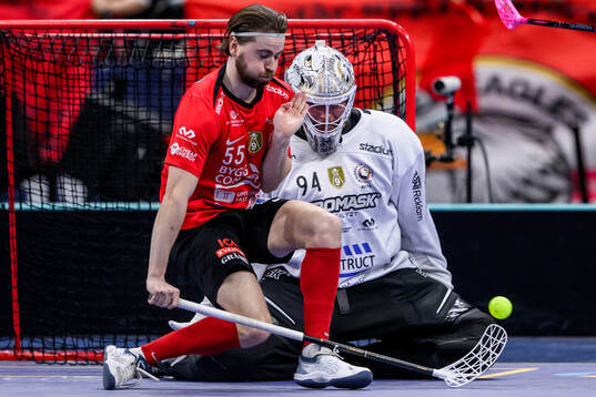 Storvretas Viktor Nystedt och målvakt Måns Parsjö