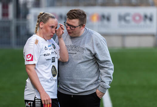 Örebro SKs Ebba Cabander och tränare Dennis Gabrielsson