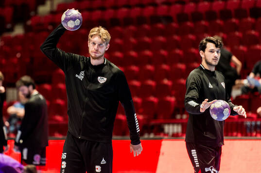 HK Malmös målvakt Ebbe Håkansson och Nikola Roganovic