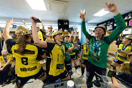 Sävehofs spelare jublar i omklädningsrummet