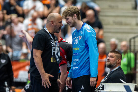 HK Malmös tränare Zoran Roganovic och målvakt Ebbe