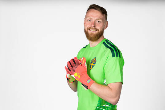 Goalkeeper Viktor Johansson of the Swedish national