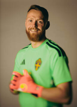 Goalkeeper Viktor Johansson of the Swedish national