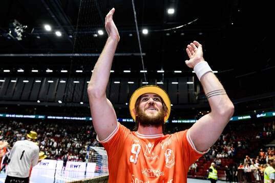IFK Kristianstads Anton Hallbäck jublar