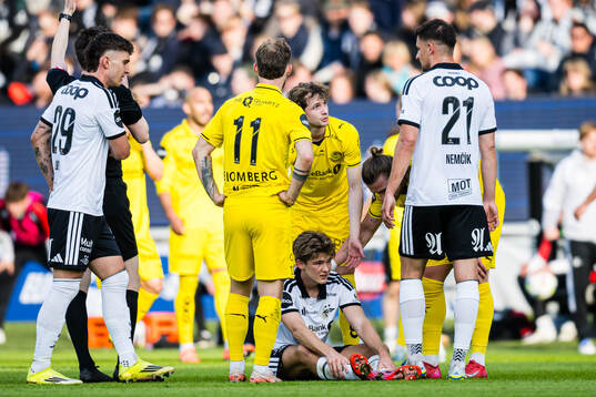 Mads Bomholt of Rosenborg with an injury