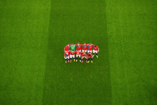 The starting eleven of Norway pose for a team photo