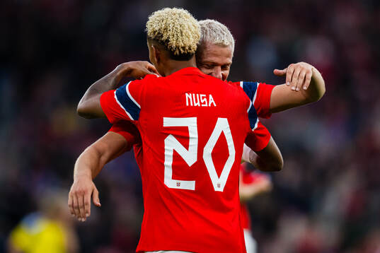 Antonio Nusa and Julian Ryerson of Norway