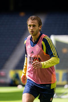 Benjamin Nygren of the Swedish national football team at a