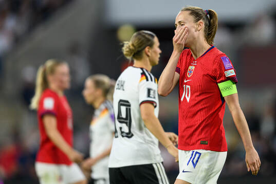 Caroline Graham Hansen of Norway looks dejected