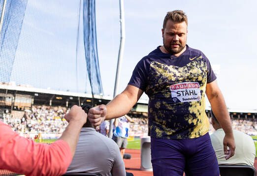 Daniel Ståhl of Sweden celebrates