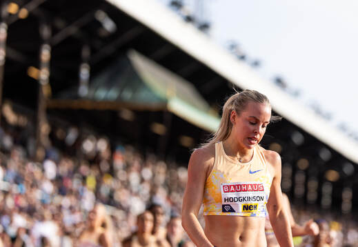 Keely Hodgkinson of Great Britain looks dejected
