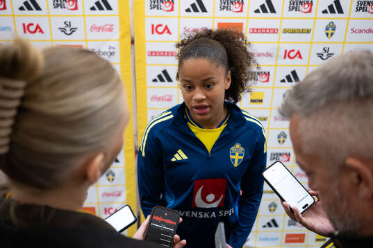 Felicia Schröder of Sweden in mixed zone