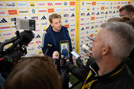 Head coach Tony Gustavsson of Sweden in mixed zone