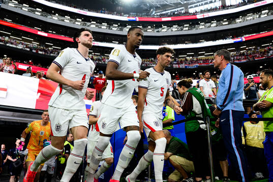 Declan Rice, Ezri Konsa and John Stones of England