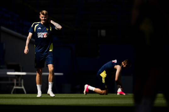 Eric Smith of the Swedish national football team at a