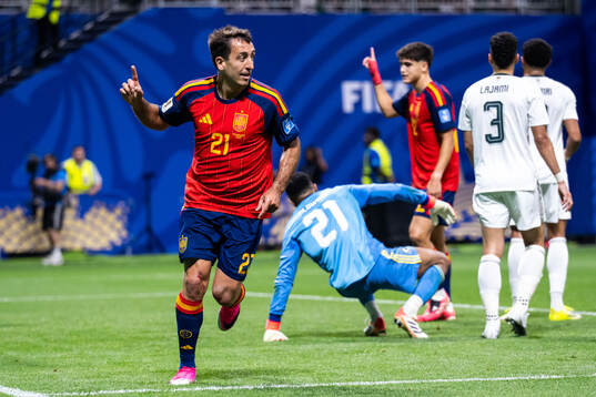 Mikel Oyarzabal of Spain celebrates