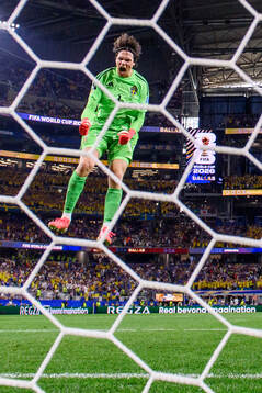 Goalkeeper Jacob Widell Zetterström of Sweden celebrates