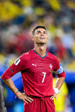 Cristiano Ronaldo of Portugal looks dejected