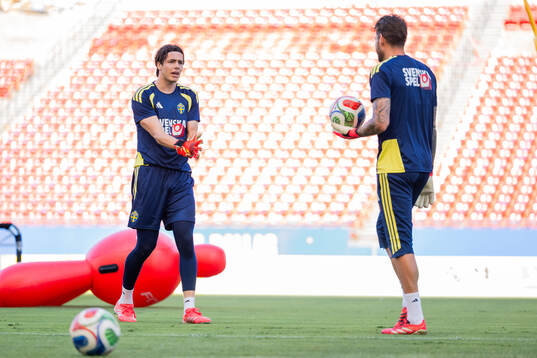 Goalkeeper Jacob Widell Zetterström and goalkeeper