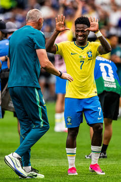 Vinicius Junior of Brazil celebrates