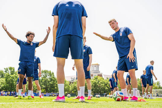 Oscar Bobb and Alexander Sørloth of the Norwegian national