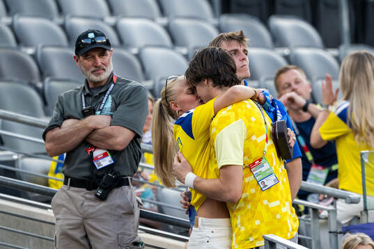 Goalkeeper Jacob Widell Zetterström of Sweden with his