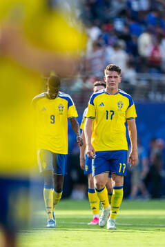 Viktor Gyökeres of Sweden looks dejected