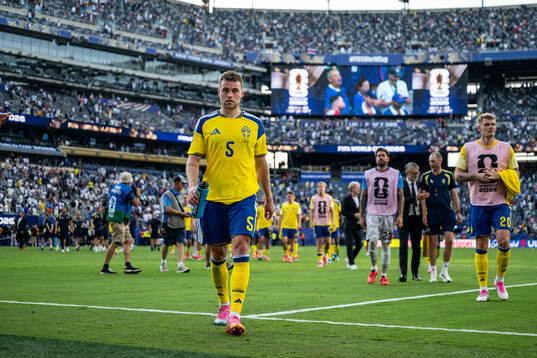 Gabriel Gudmundsson of Sweden looks dejected