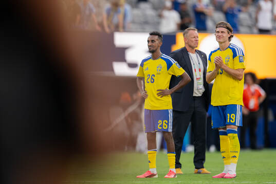 Taha Ali and Mattias Svanberg of Sweden looks dejected