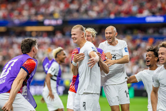 Erling Braut Haaland of Norway celebrates with Jørgen