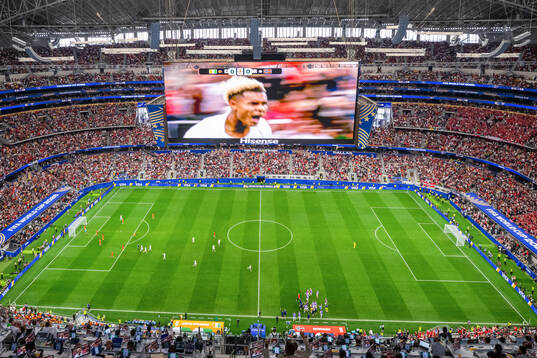 General interior view of Dallas Stadium as Antonio Nusa of
