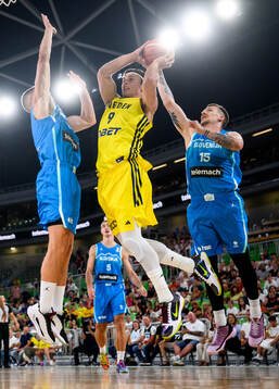 Pelle Larsson of Sweden against Gregor Hrovat of Slovenia