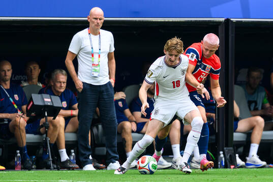 Anthony Gordon of England and Julian Ryerson of Norway