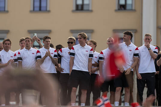 Players of Norway at a team reception