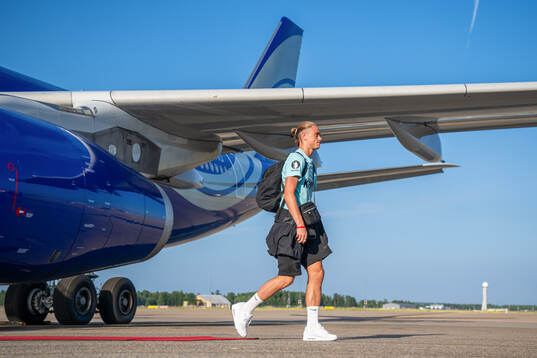 Thelo Aasgaard of Norway arrives at Oslo Lufthavn