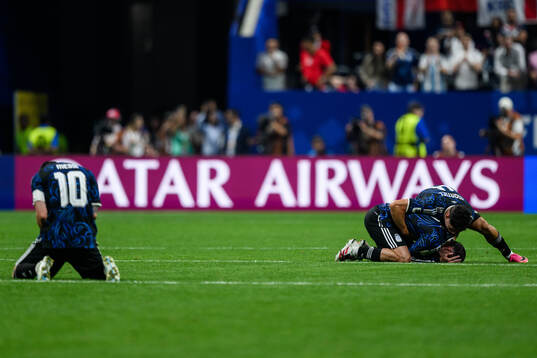 Lionel Messi, Rodrigo De Paul and Cristian Romero of