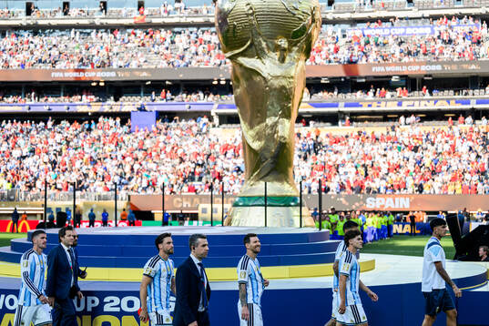Lionel Messi of Argentina looks dejected