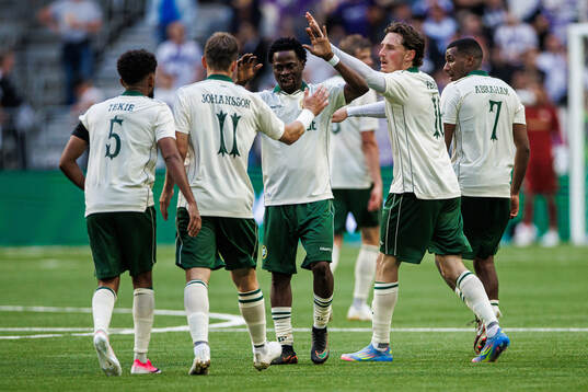 Frank Junior Adjei of Hammarby celebrates