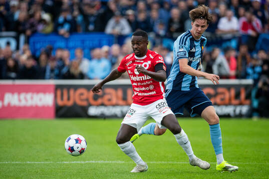 Degerfors Nahom Netabay och Djurgårdens Max Larsson
