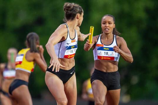 Amalie Iuel and Astri Ayo Lakeri Ertzgaard compete in