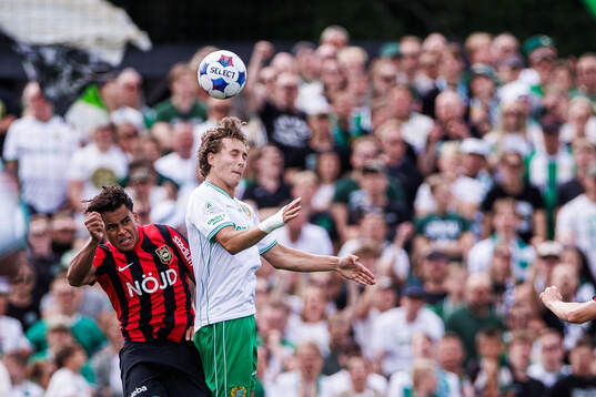 Brommapojkarnas Sion Oppong och Hammarbys Hampus Skoglund