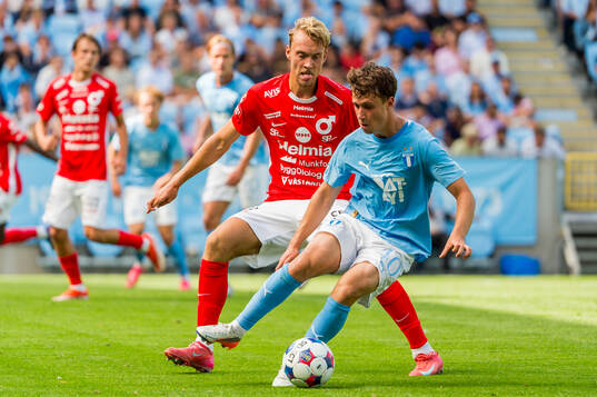 Degerfors Nikolai Skuseth och Malmö FFs Kenan Busuladzic
