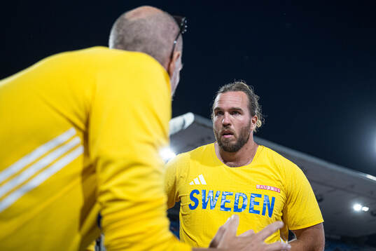 Wictor Petersson of Sweden celebrates when competing in