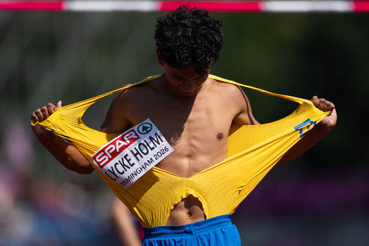 Melwin Lycke Holm of Sweden looks dejected