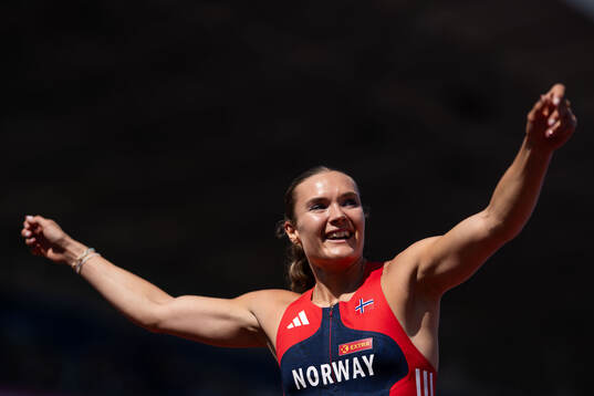 Amanda Marie Grefstad Frøynes of Norway celebrates