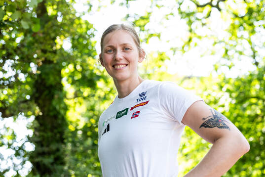 Sigrid Borge of the Norwegian national athletics team poses