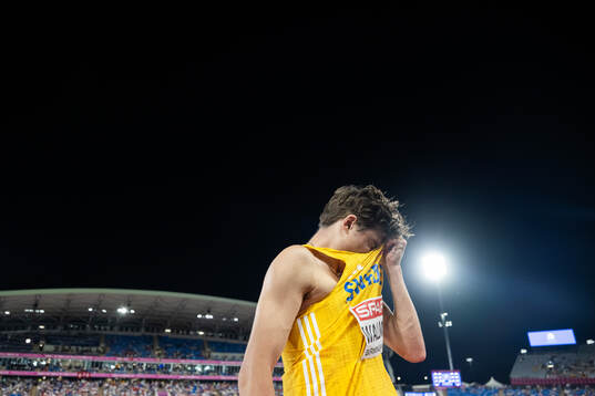 Gabriel Wallmark of Sweden looks dejected