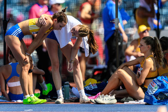 Engla Nilsson of Sweden and Ellen Ekholm of Sweden looks